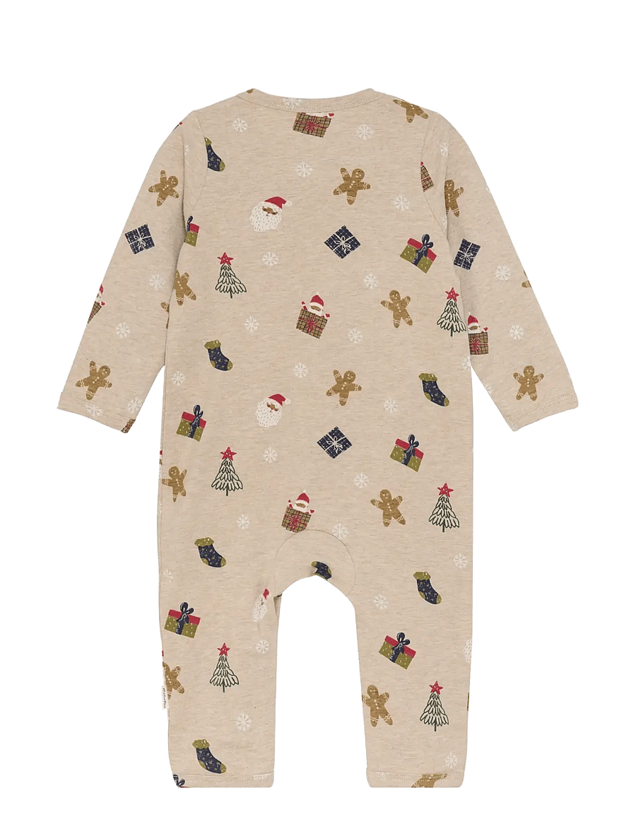 Minymo - Suit LS AOP - langærmede heldragter - beige melange - 2