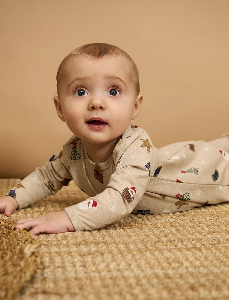 Minymo - Suit LS AOP - langærmede heldragter - beige melange - 0