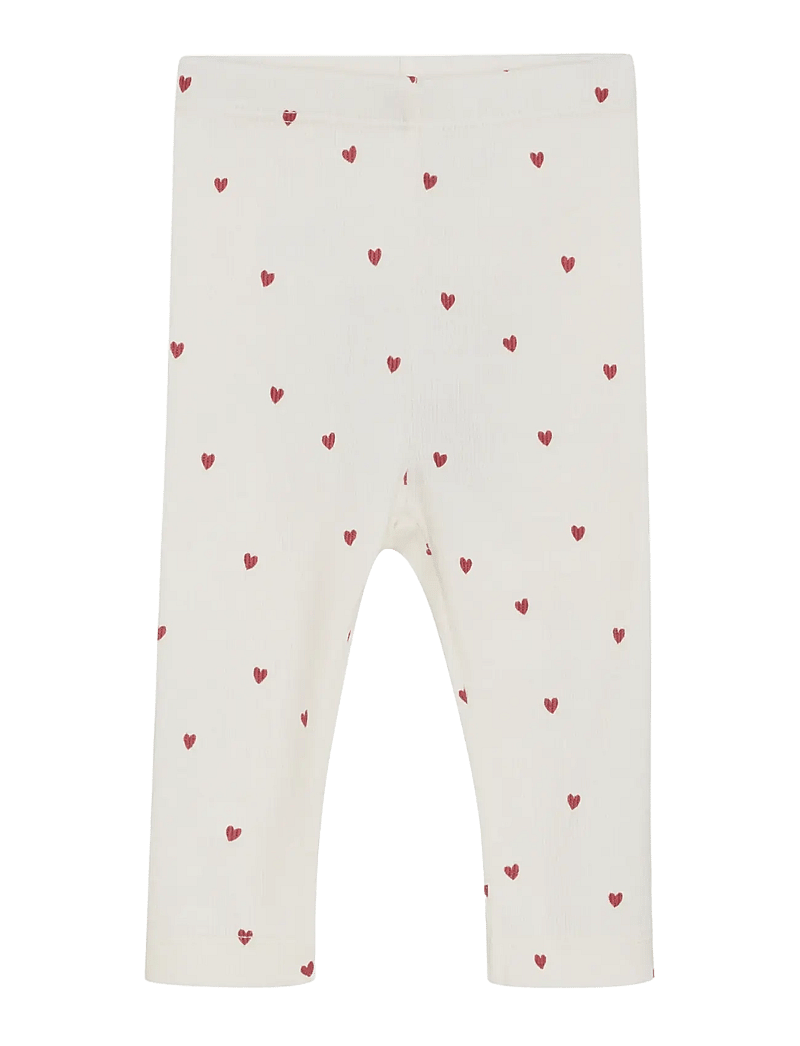 Minymo - Leggings AOP Rib - leggings - eggnog - 0