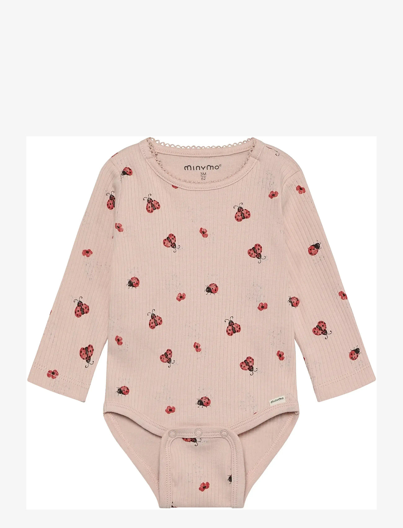 Minymo - Body LS AOP Rib - langærmede heldragter - peach whip - 0