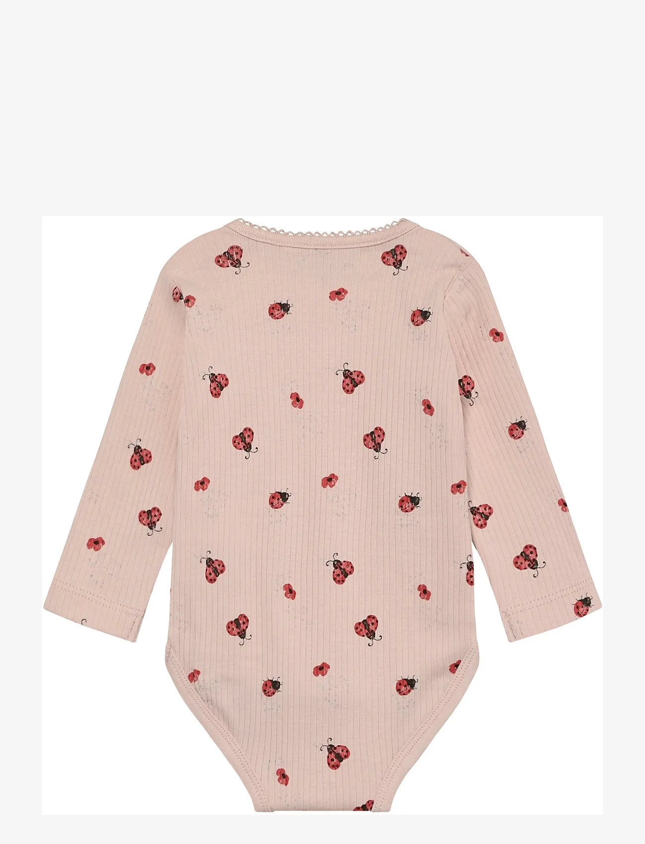 Minymo - Body LS AOP Rib - langærmede heldragter - peach whip - 1