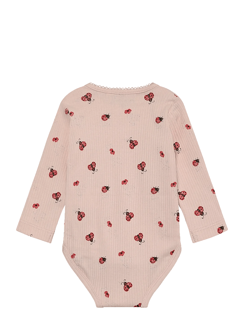 Minymo - Body LS AOP Rib - langærmede heldragter - peach whip - 1