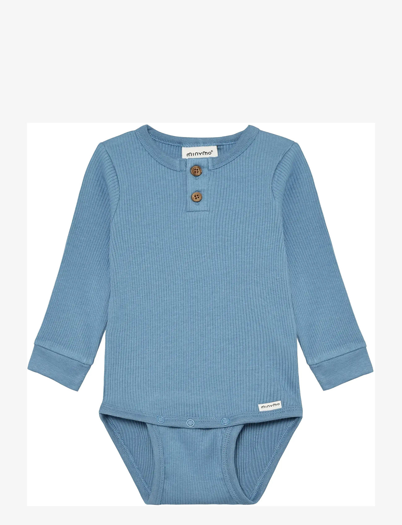 Minymo - Body LS Rib - long-sleeved - blue shadow - 0