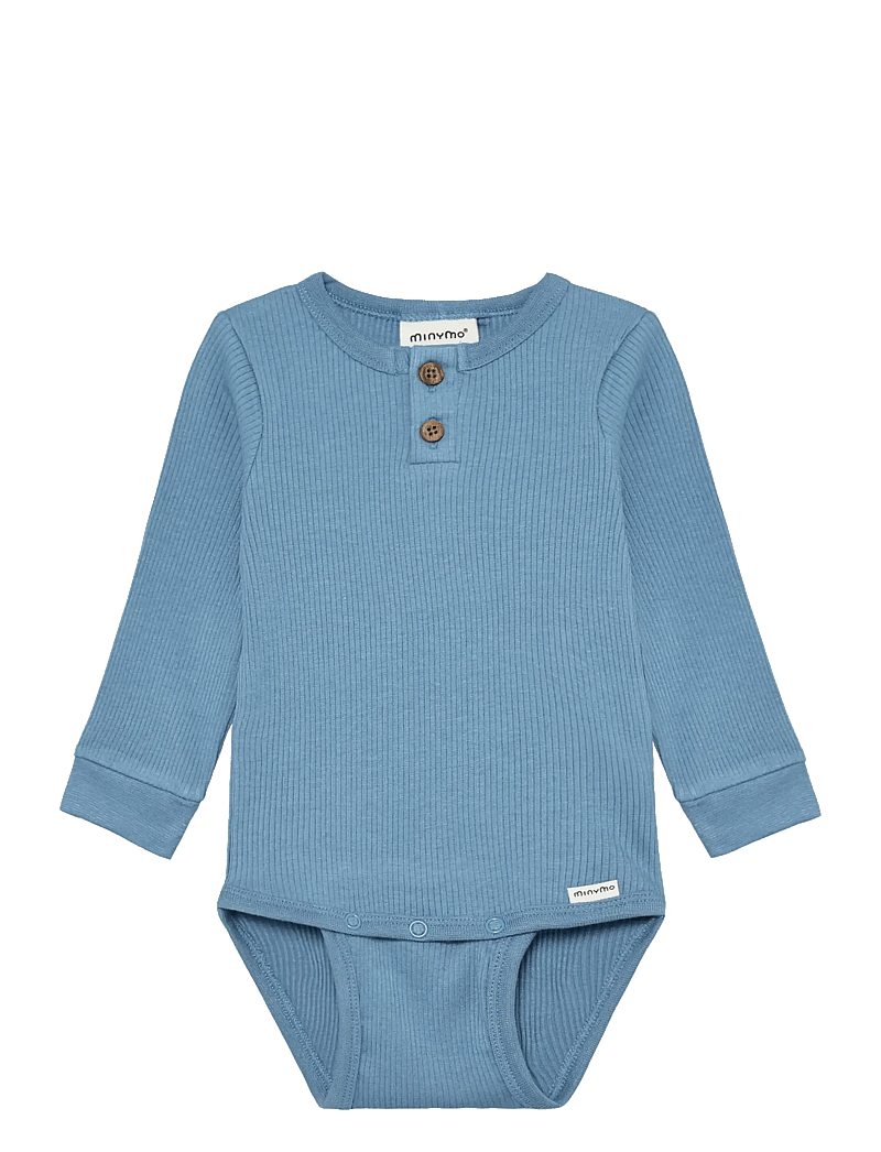 Minymo - Body LS Rib - long-sleeved - blue shadow - 0