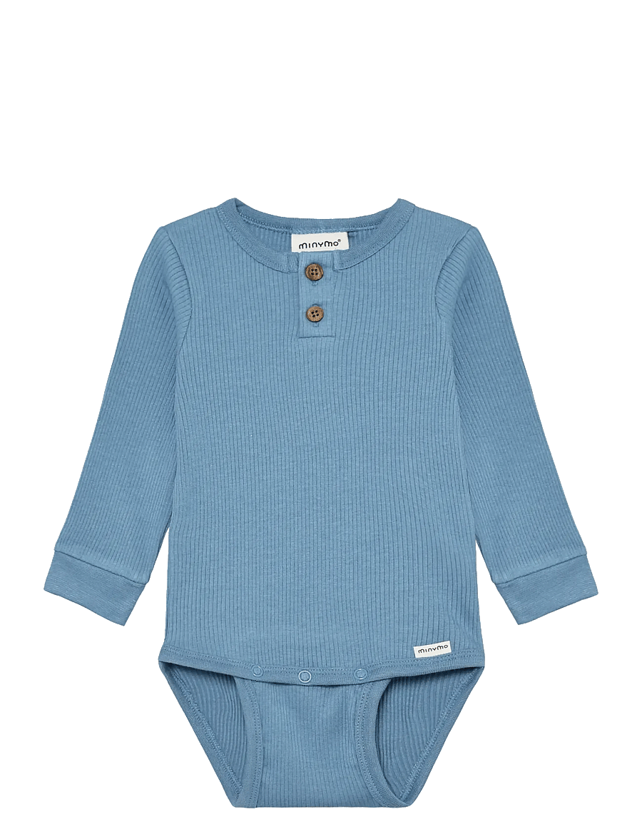 Minymo - Body LS Rib - langärmelig - blue shadow - 0