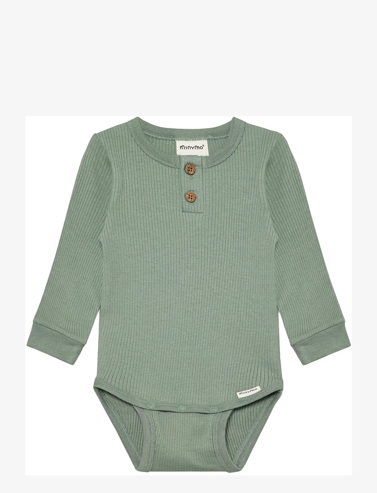 Minymo - Body LS Rib - langærmede - lily pad - 0