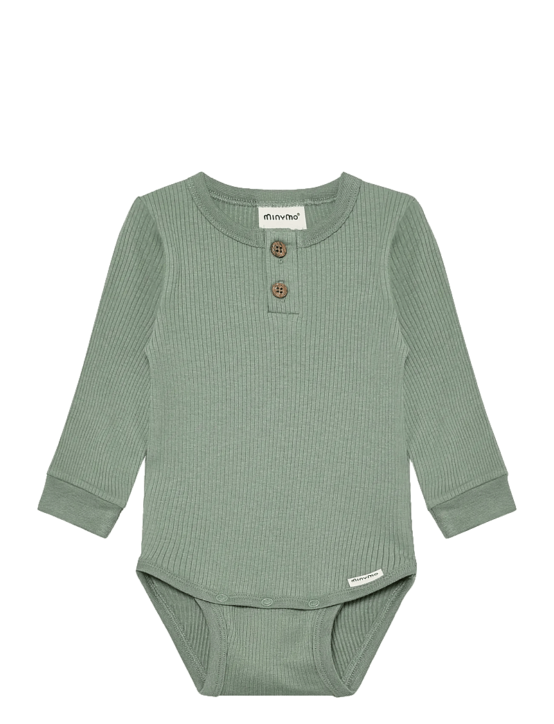 Minymo - Body LS Rib - langærmede - lily pad - 0