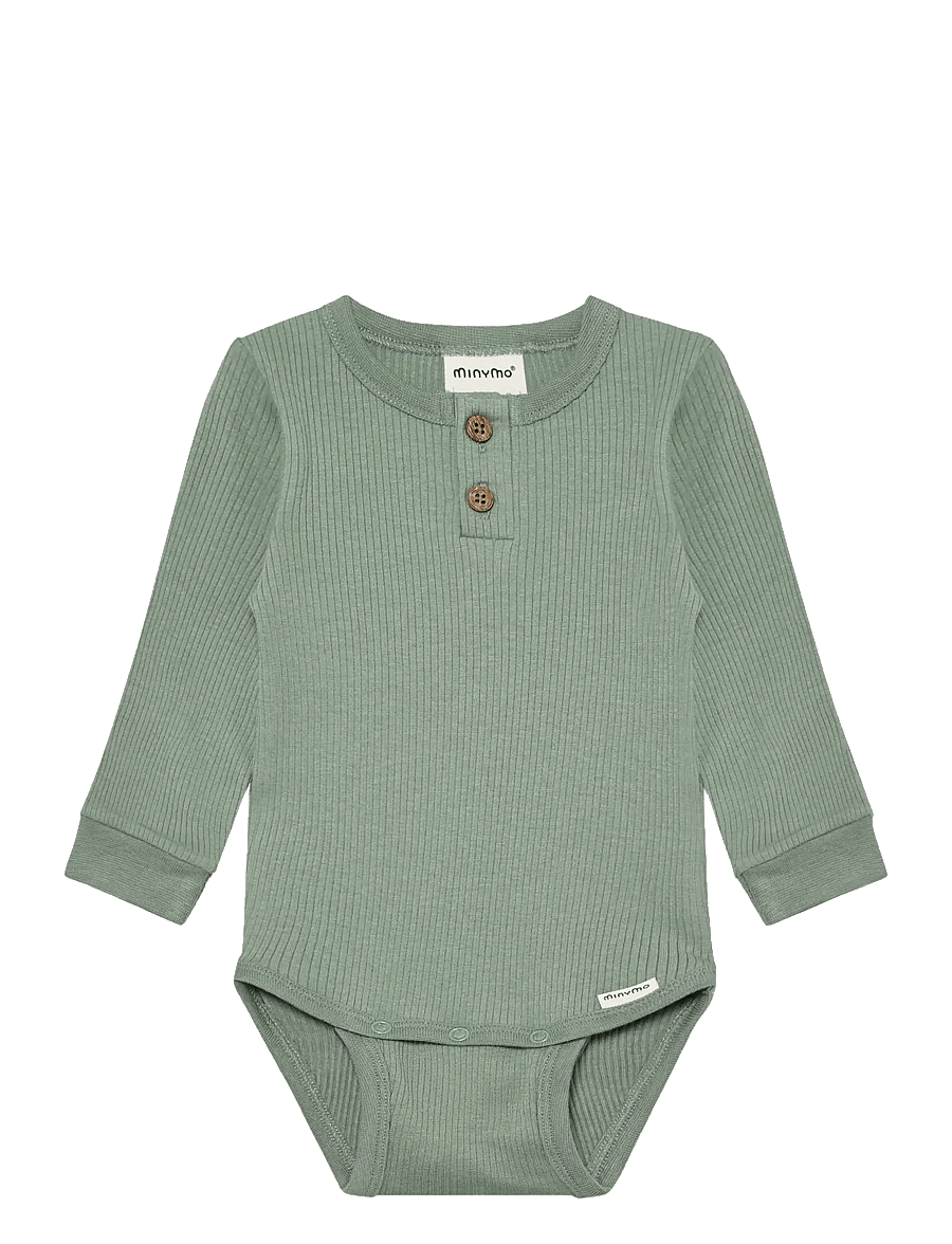 Minymo - Body LS Rib - langermede - lily pad - 0