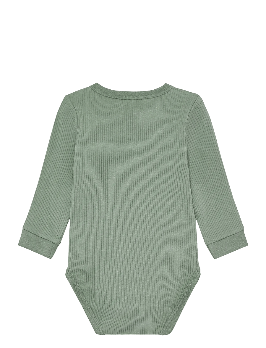 Minymo - Body LS Rib - langermede - lily pad - 1