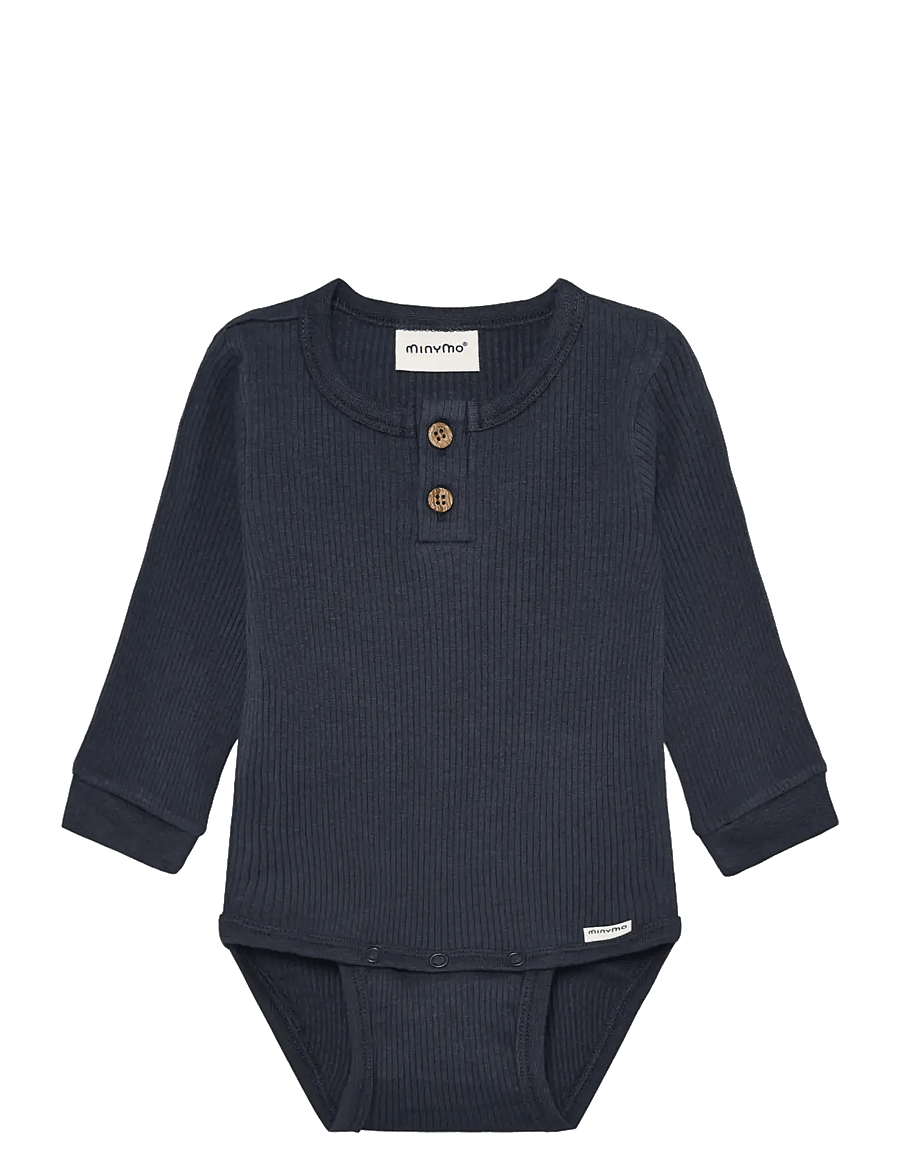 Minymo - Body LS Rib - langärmelig - odyssey gray - 0