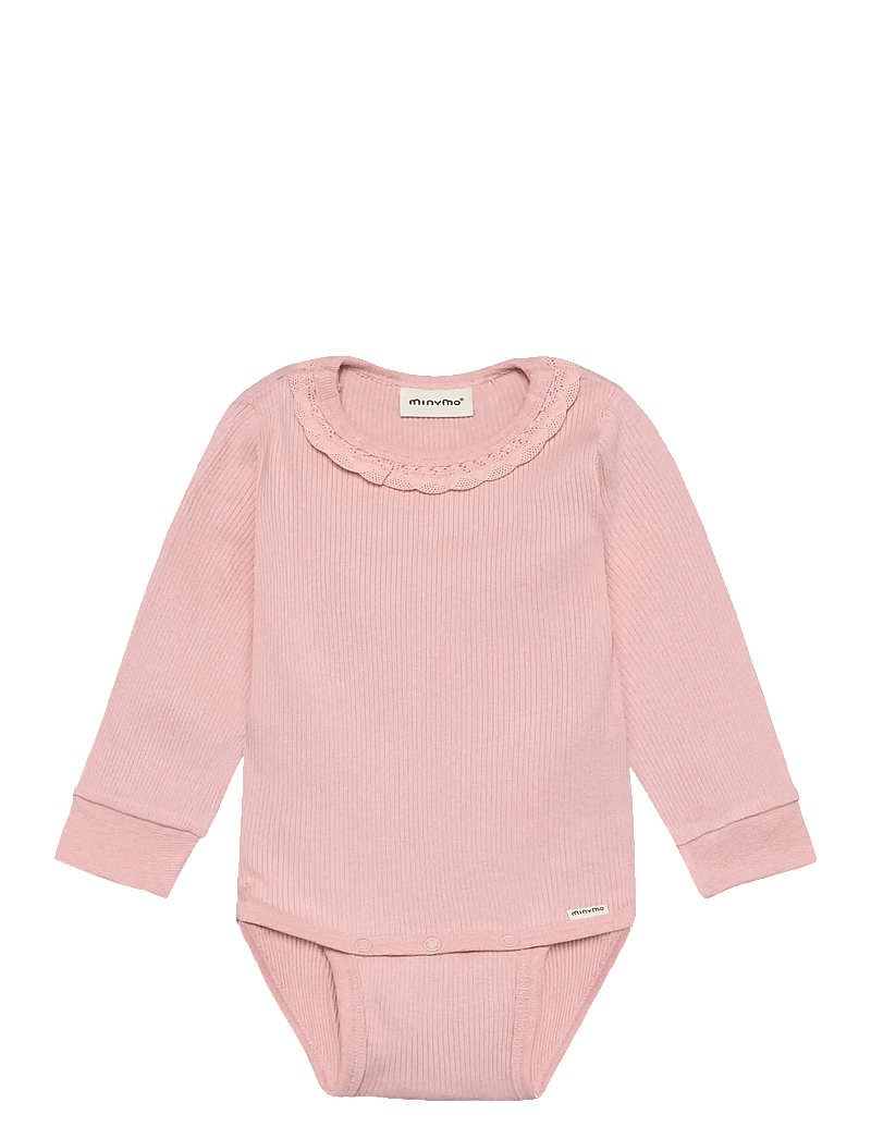 Minymo - Body LS Rib - langärmelig - silver pink - 0