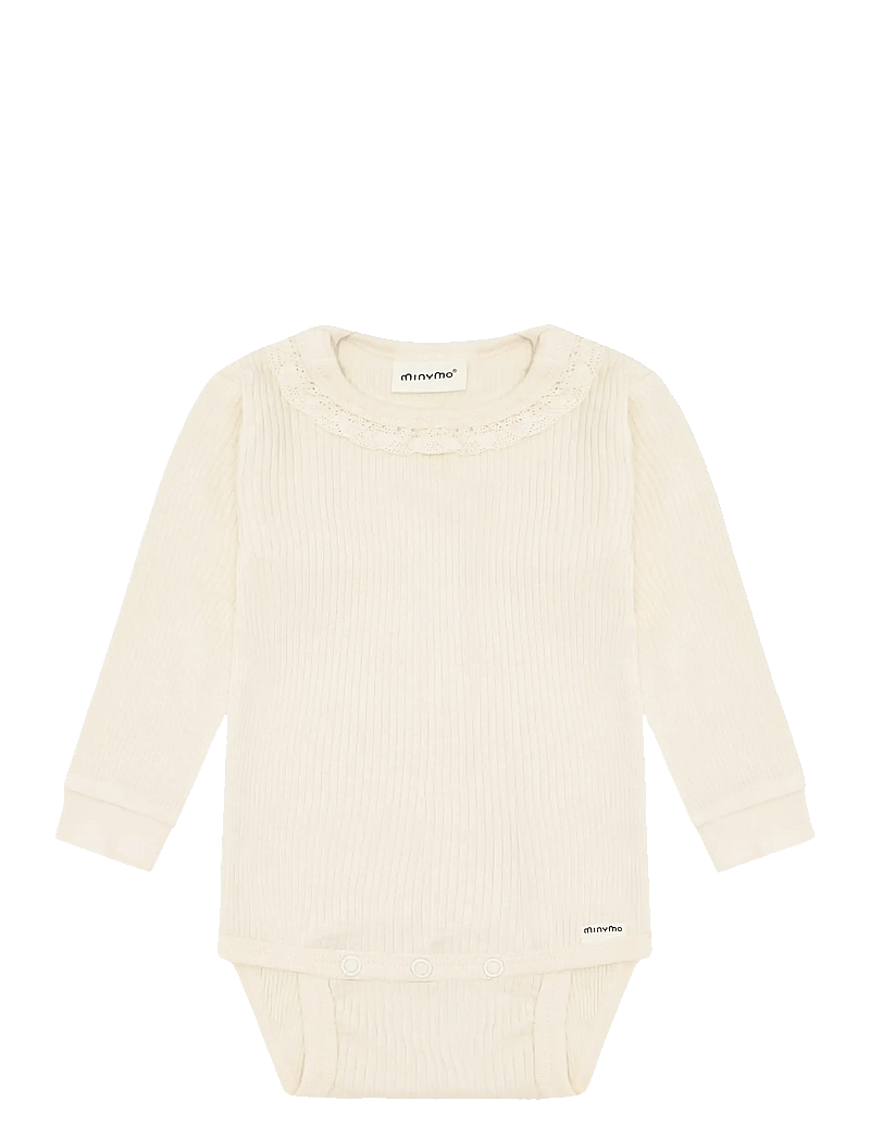 Minymo - Body LS Rib - långärmade - white swan - 1