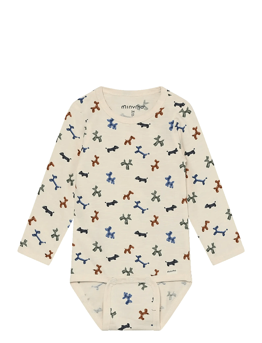 Minymo - Body LS AOP - langærmede - white swan - 1