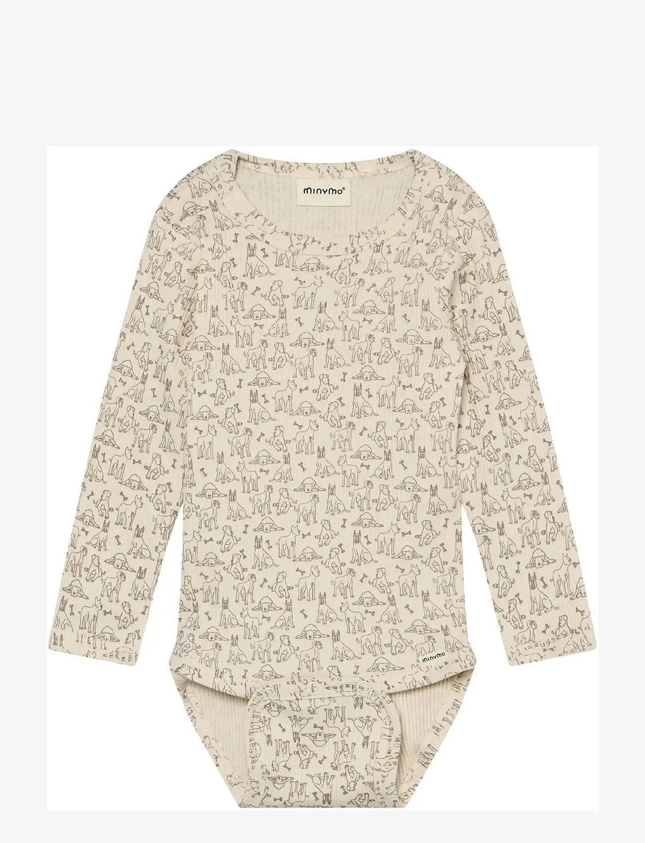 Minymo - Body LS AOP Rib - langærmede - white swan - 1