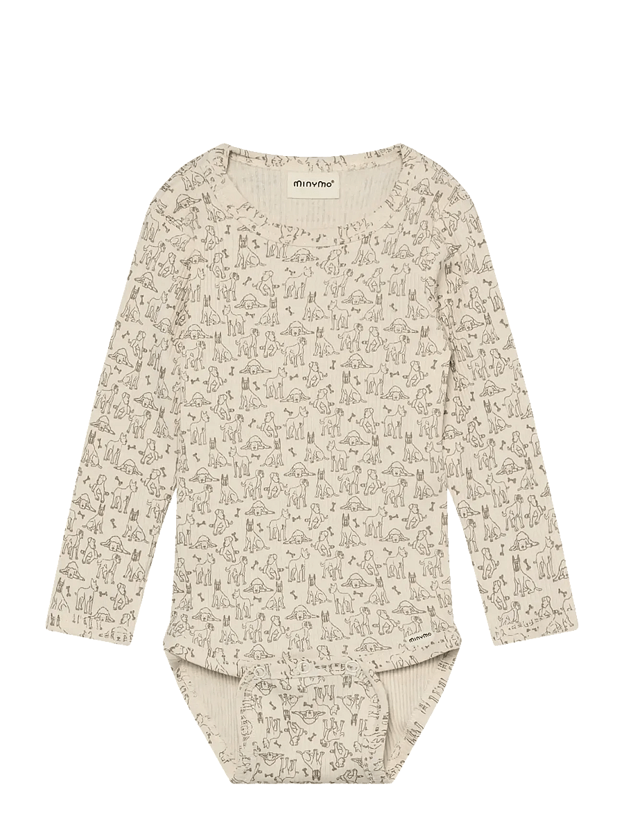 Minymo - Body LS AOP Rib - langärmelig - white swan - 1