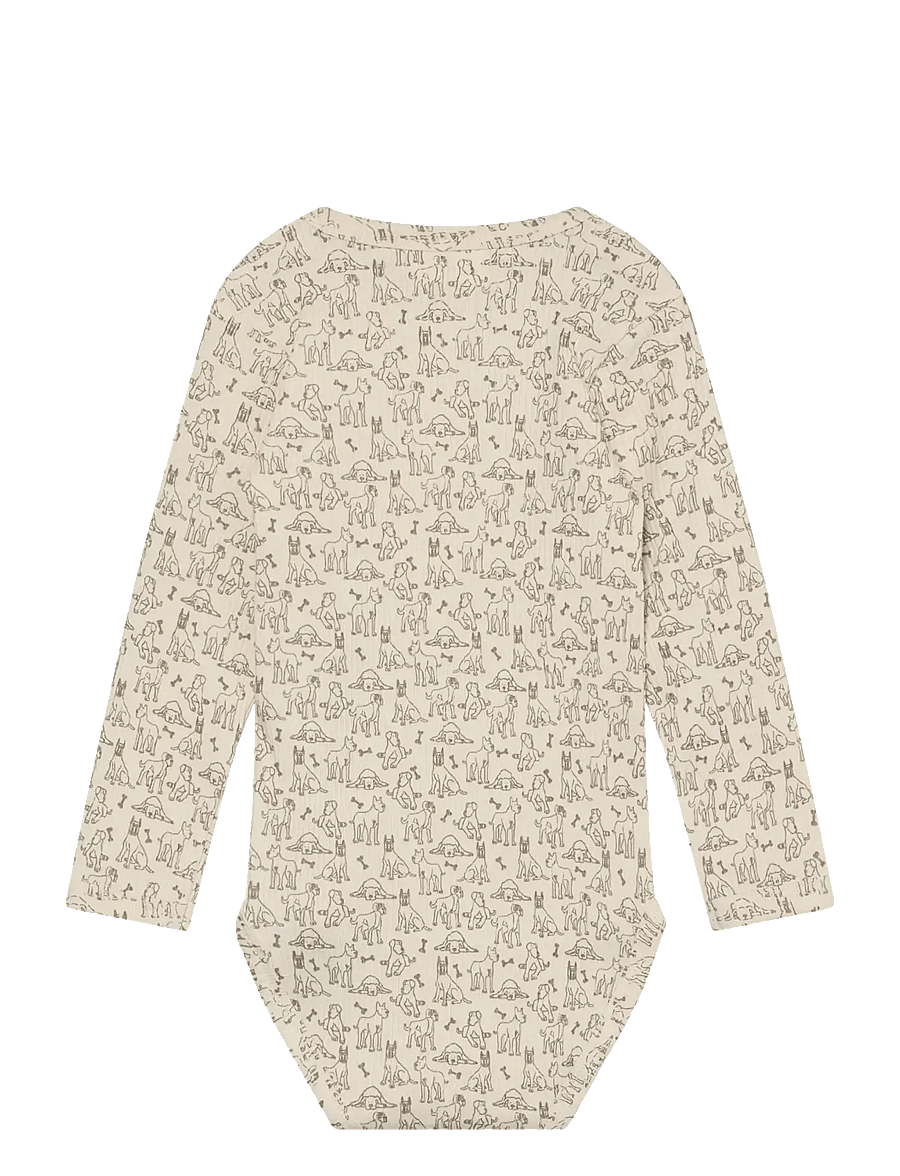 Minymo - Body LS AOP Rib - langärmelig - white swan - 2