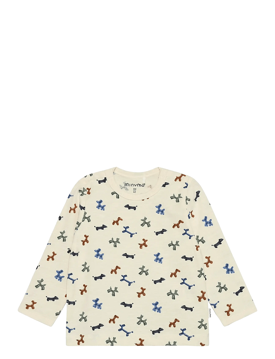 Minymo - T-shirt LS AOP - langärmelig - white swan - 0