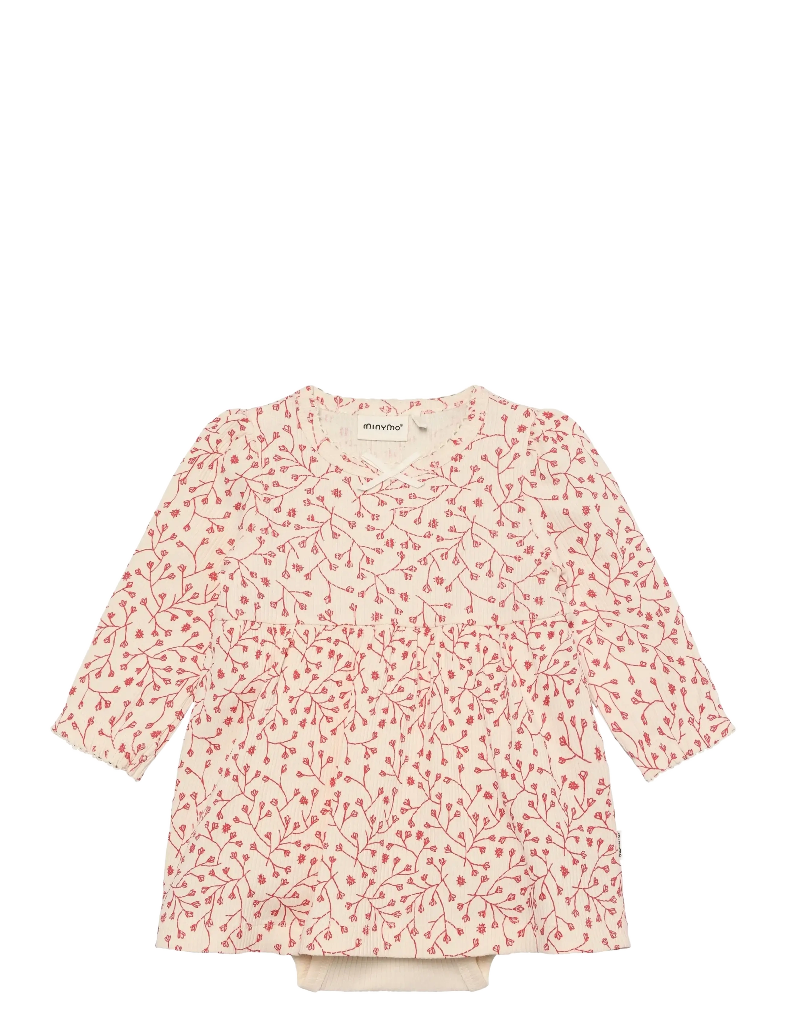 Minymo Body Dress Ls Aop Rib, 56, Bodys, Creme - Long-sleeved Kinder