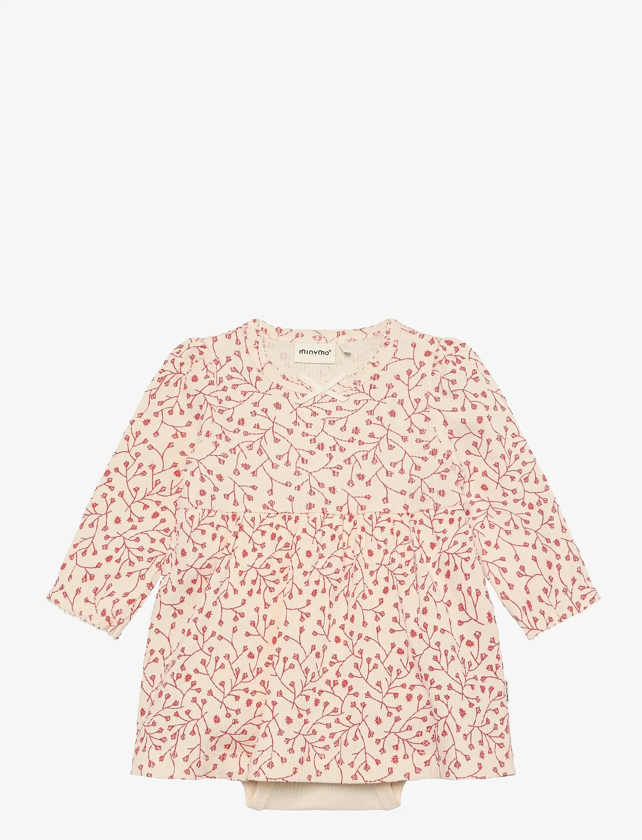 Minymo - Body Dress LS AOP Rib - white swan - 0