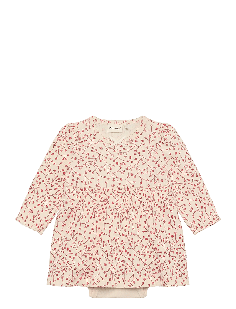 Minymo - Body Dress LS AOP Rib - white swan - 0