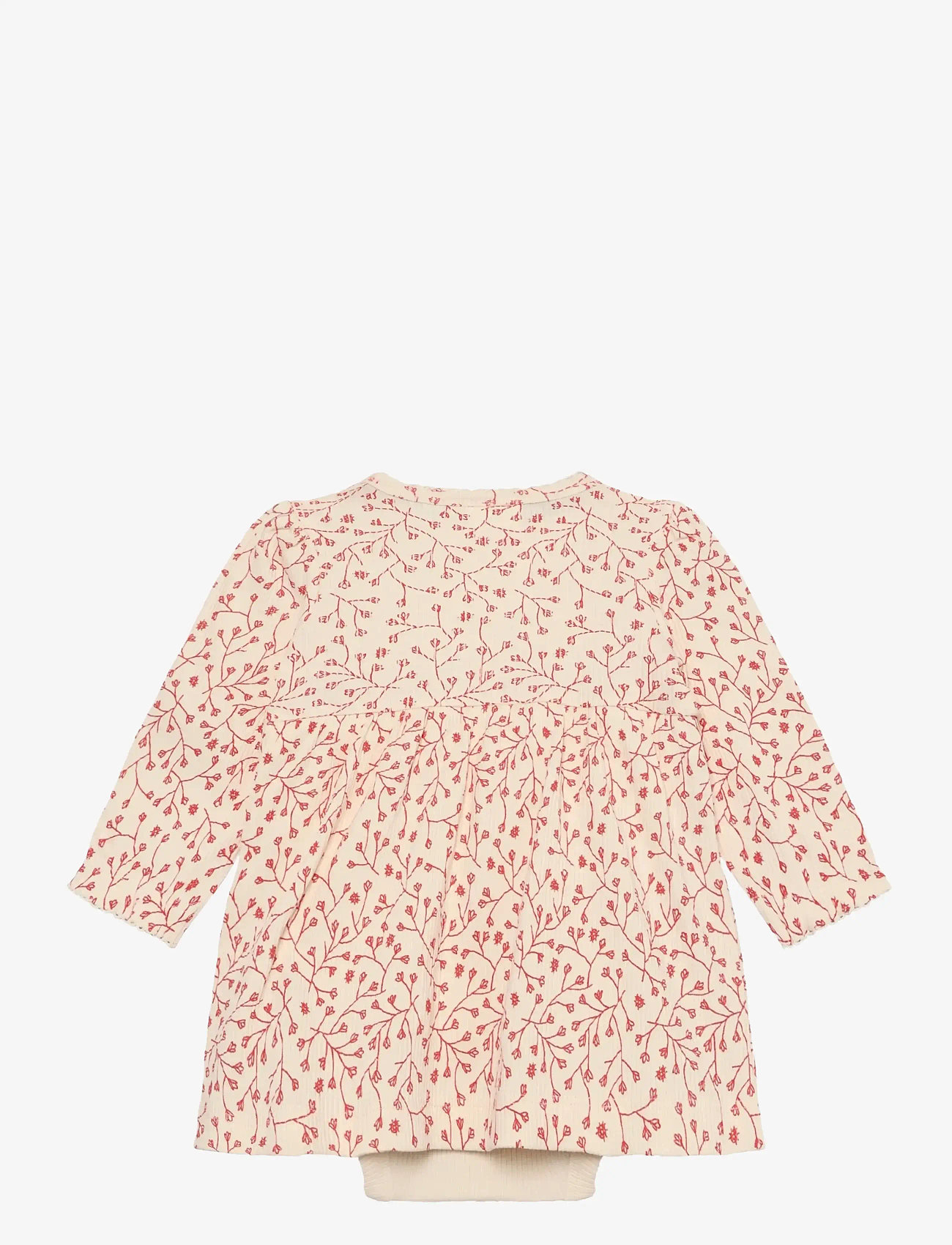 Minymo - Body Dress LS AOP Rib - white swan - 1