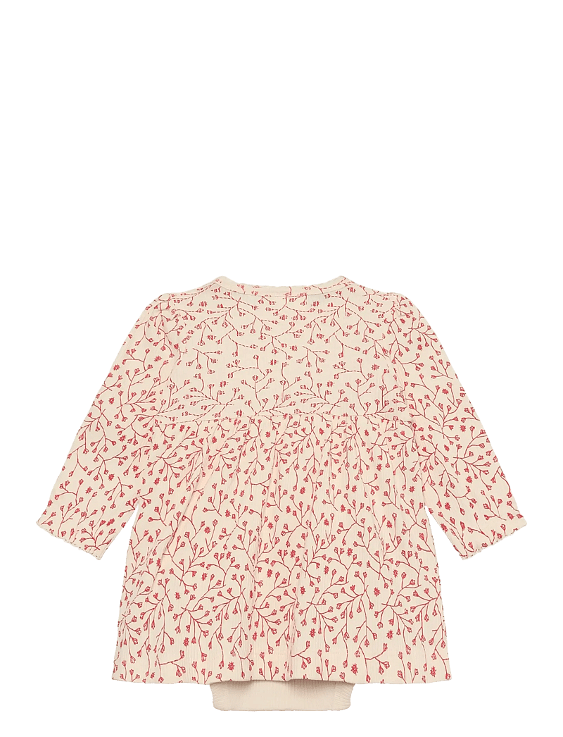 Minymo - Body Dress LS AOP Rib - white swan - 1