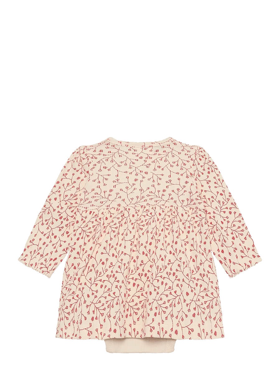 Minymo - Body Dress LS AOP Rib - langärmelig - white swan - 1