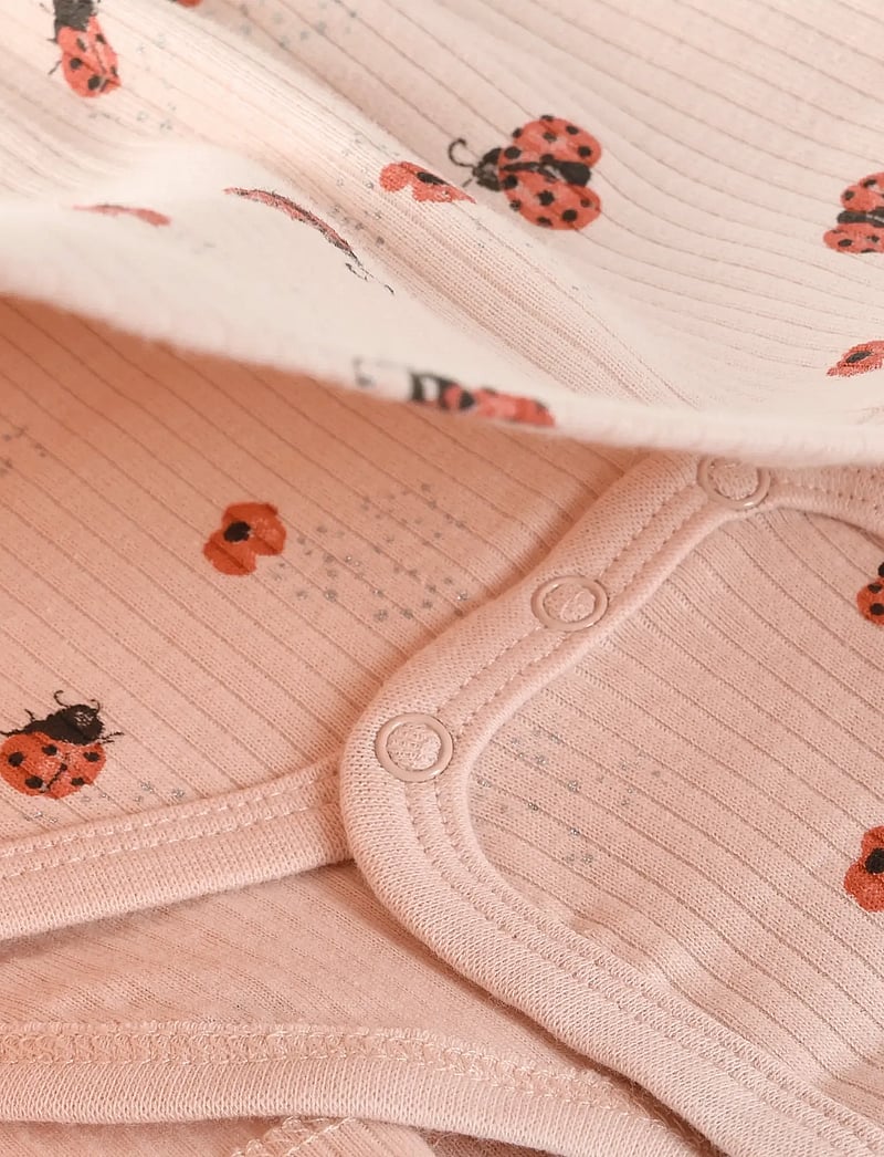 Minymo - Body Dress LS AOP Rib - langærmede babykjoler - peach whip - 2