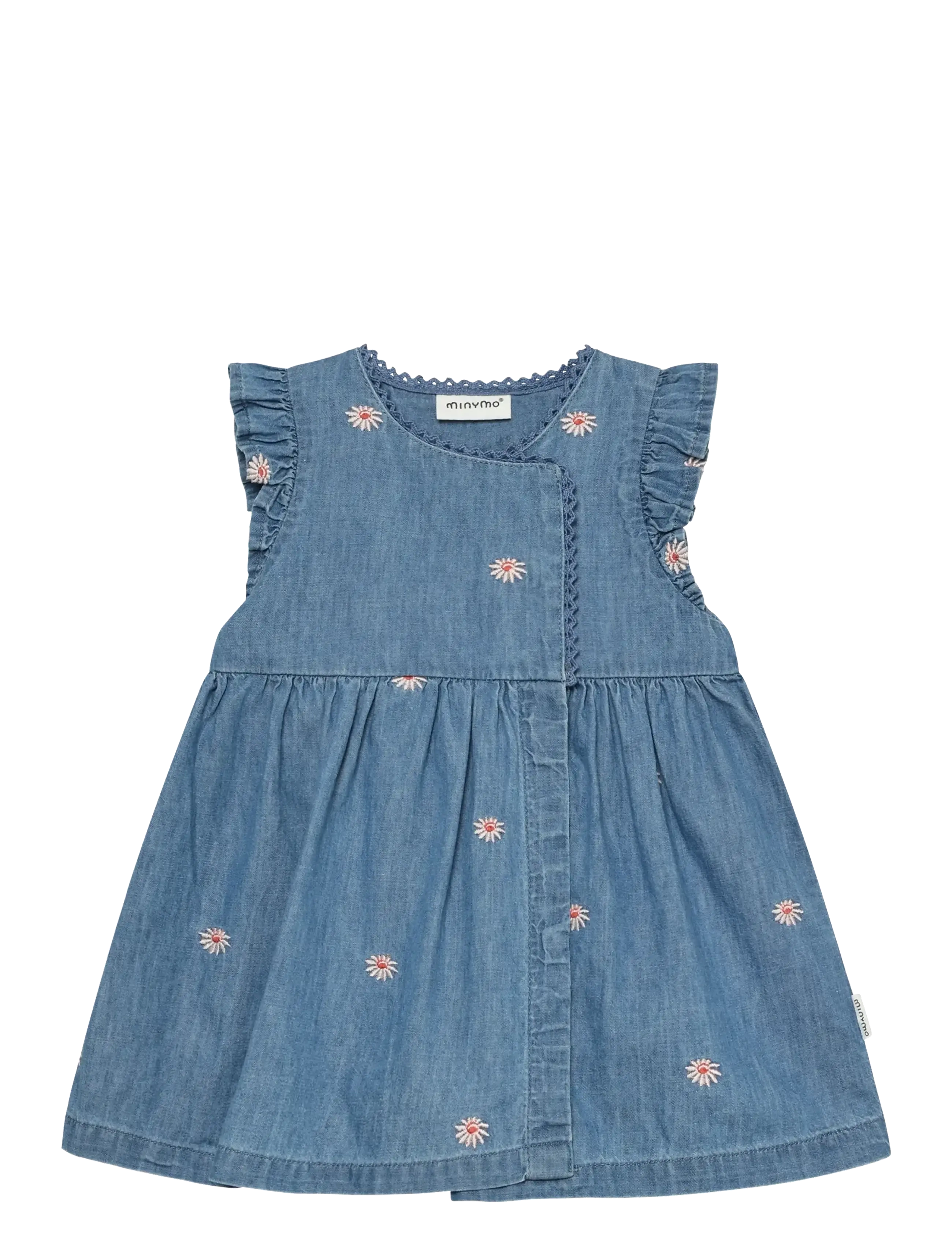 MINYMO Kleid Ss Emb. Chambray Blau - 80 - Kinder