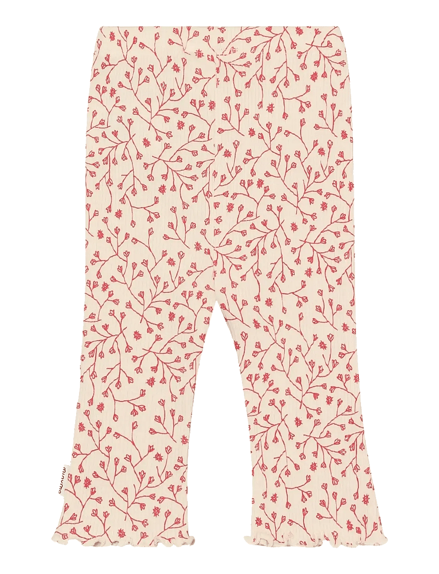 Minymo - Leggings AOP Rib - apatinės dalies apranga - white swan - 1