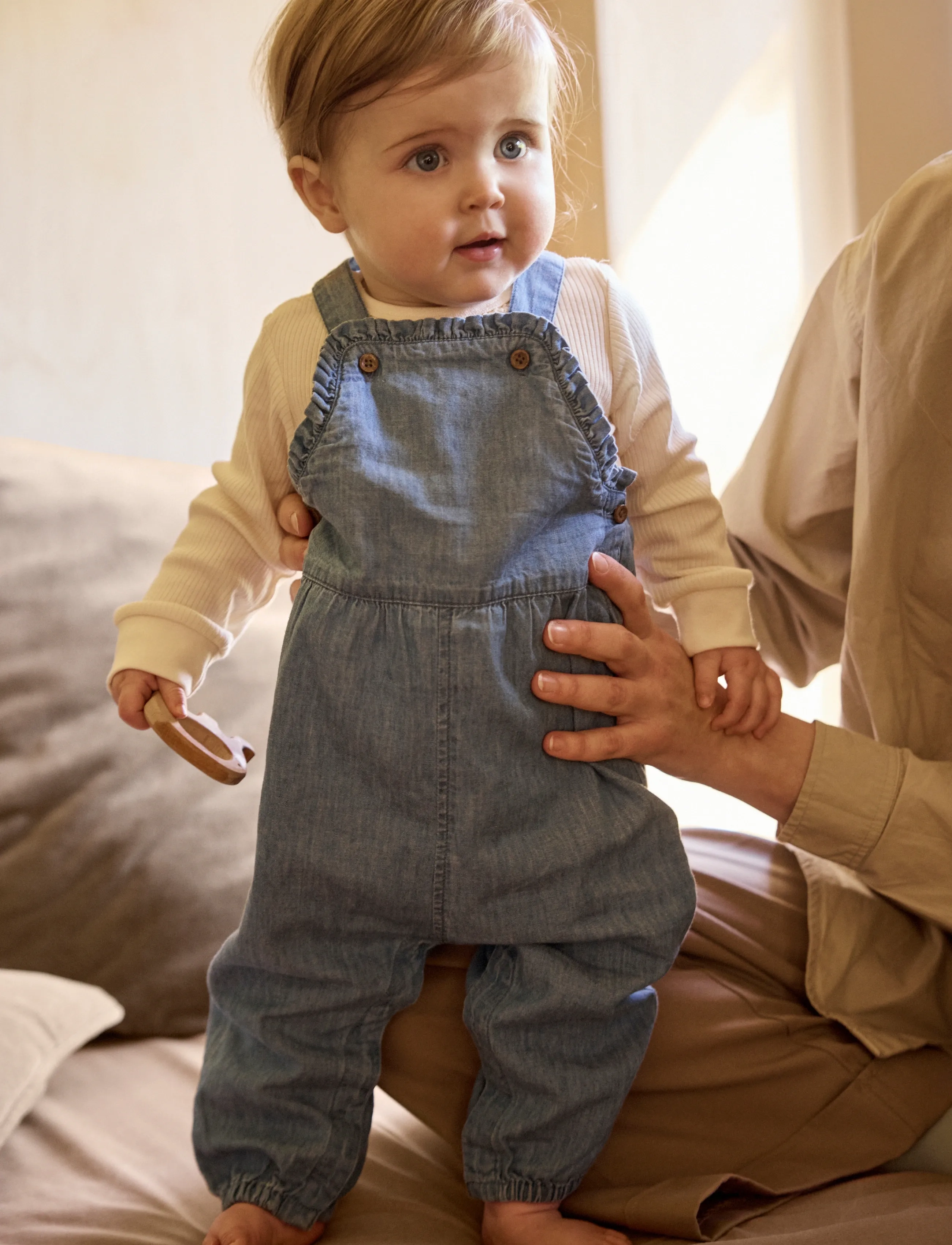 Minymo Overall Chambray, Børn, Flæse Chambray Heldragt, Blå, Str: 80