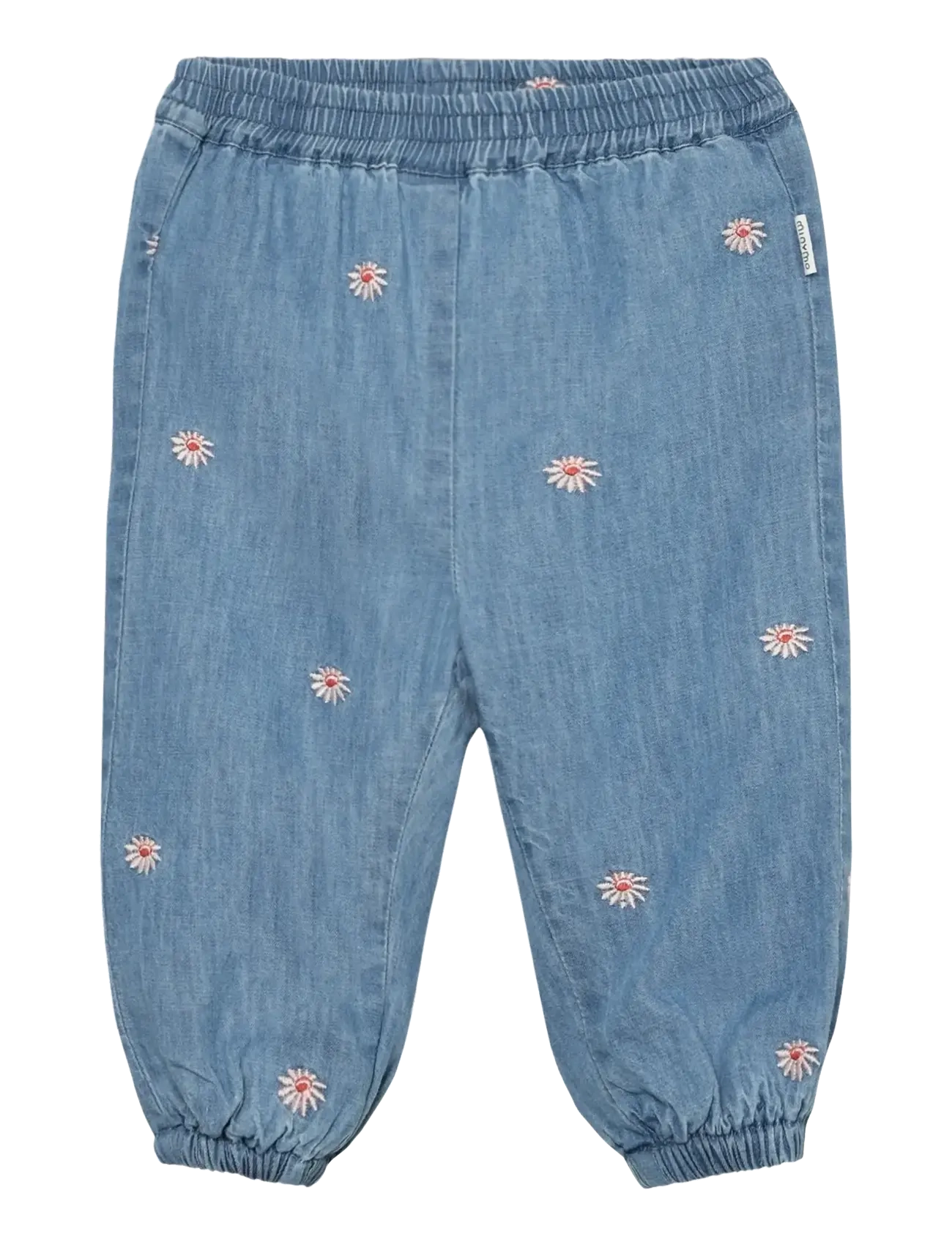 Minymo Pants Emb. Chambray w. Lining - Bukser - FADED DENIM / blue