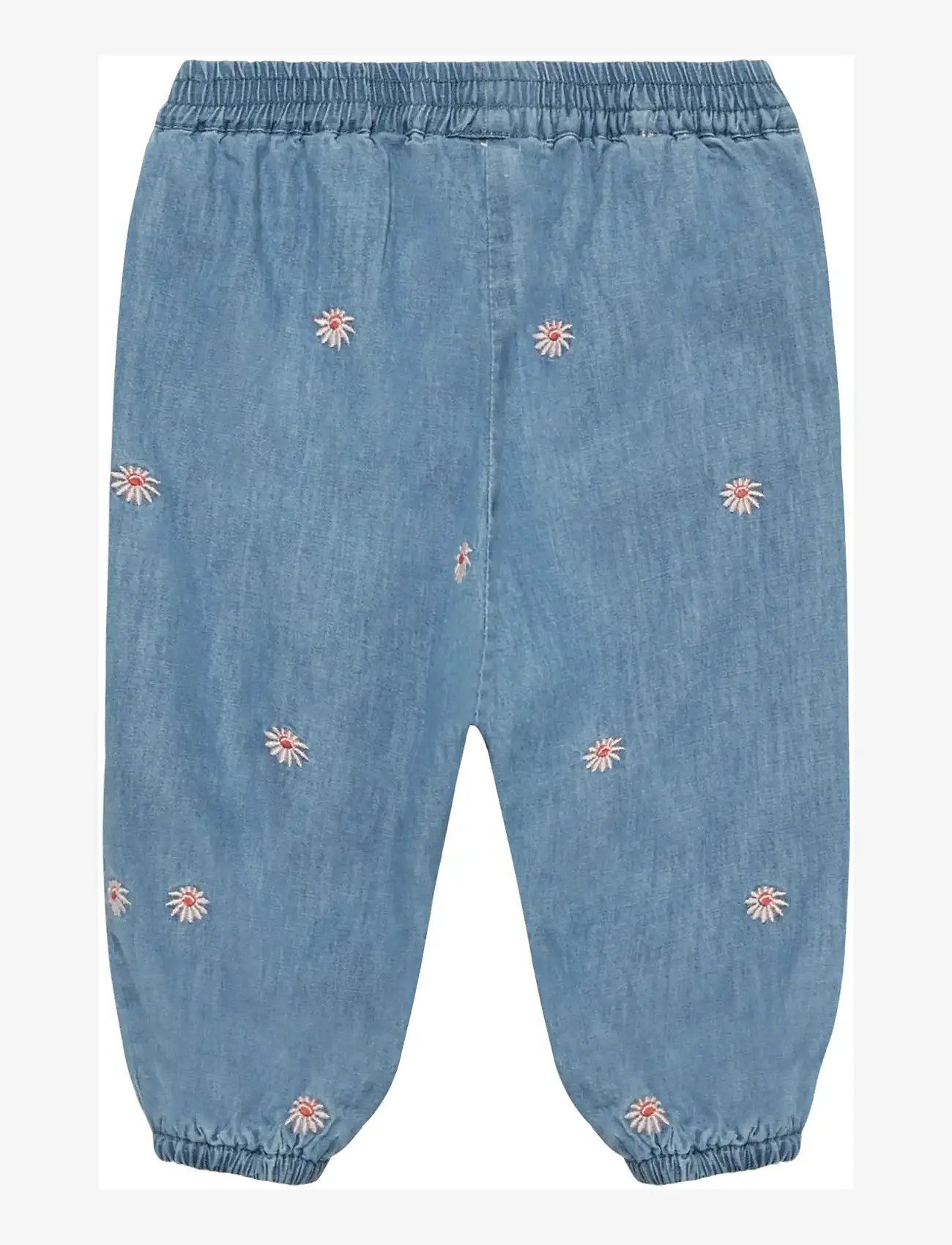 Minymo - Pants Emb. Chambray w. Lining - babybyxor - faded denim - 1