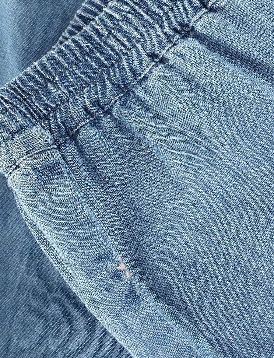 Minymo - Pants Emb. Chambray w. Lining - babybukser - faded denim - 2