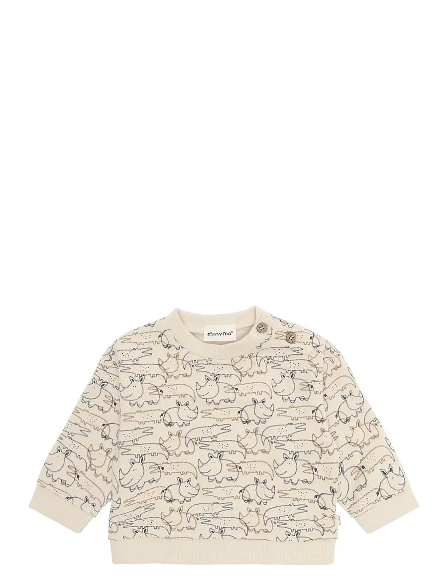 Minymo - Sweatshirt LS AOP - sweatshirts - white swan - 0