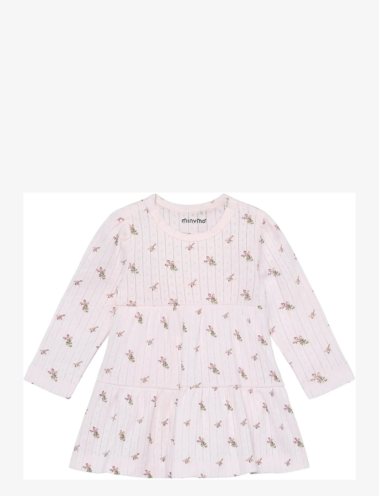 Minymo - Body Dress LS AOP Pointell - långärmade babyklänningar - delicacy - 0