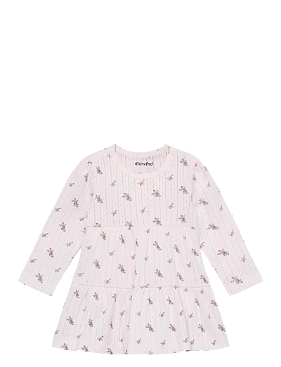 Minymo Body Dress LS AOP Pointell - Långärmade babyklänningar - DELICACY / pink/rose