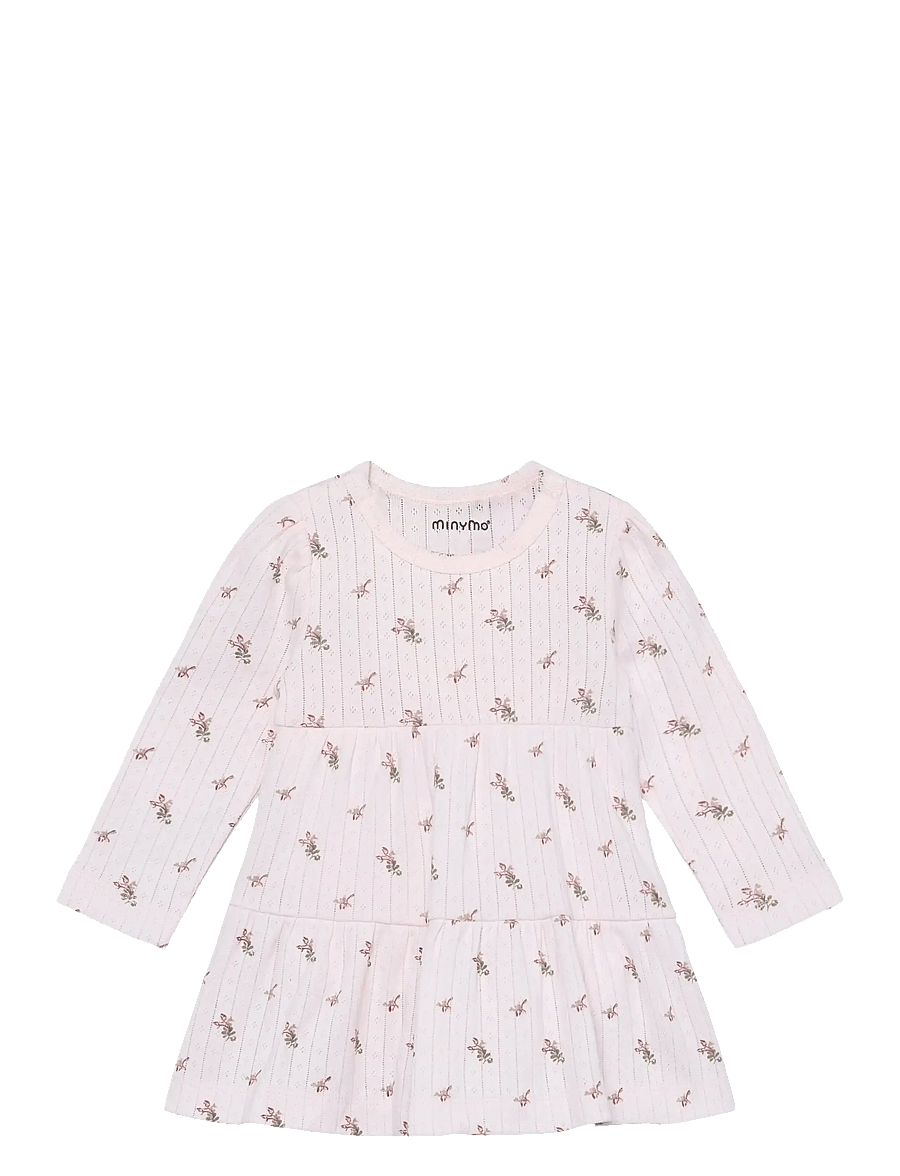 Minymo - Body Dress LS AOP Pointell - langärmelige babykleider - delicacy - 0