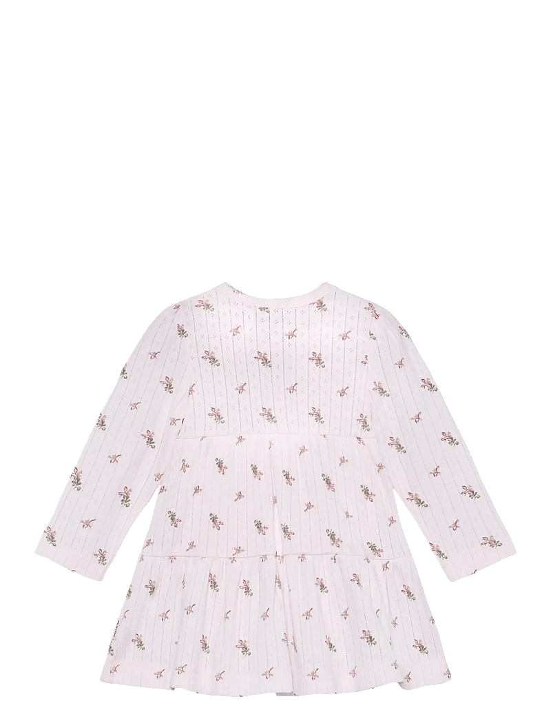 Minymo - Body Dress LS AOP Pointell - långärmade babyklänningar - delicacy - 1