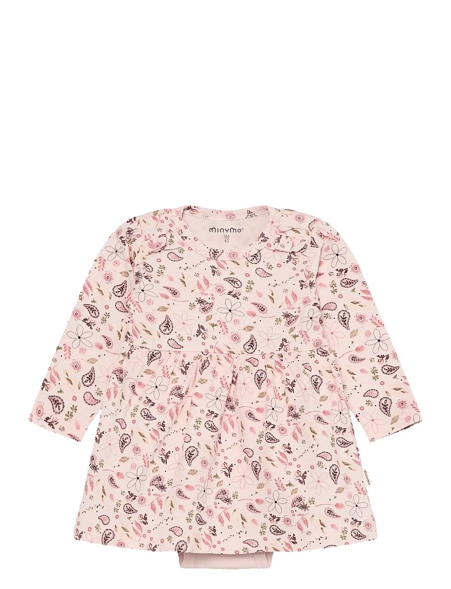 Minymo - Body Dress LS AOP - langärmelige babykleider - mauve chalk - 0