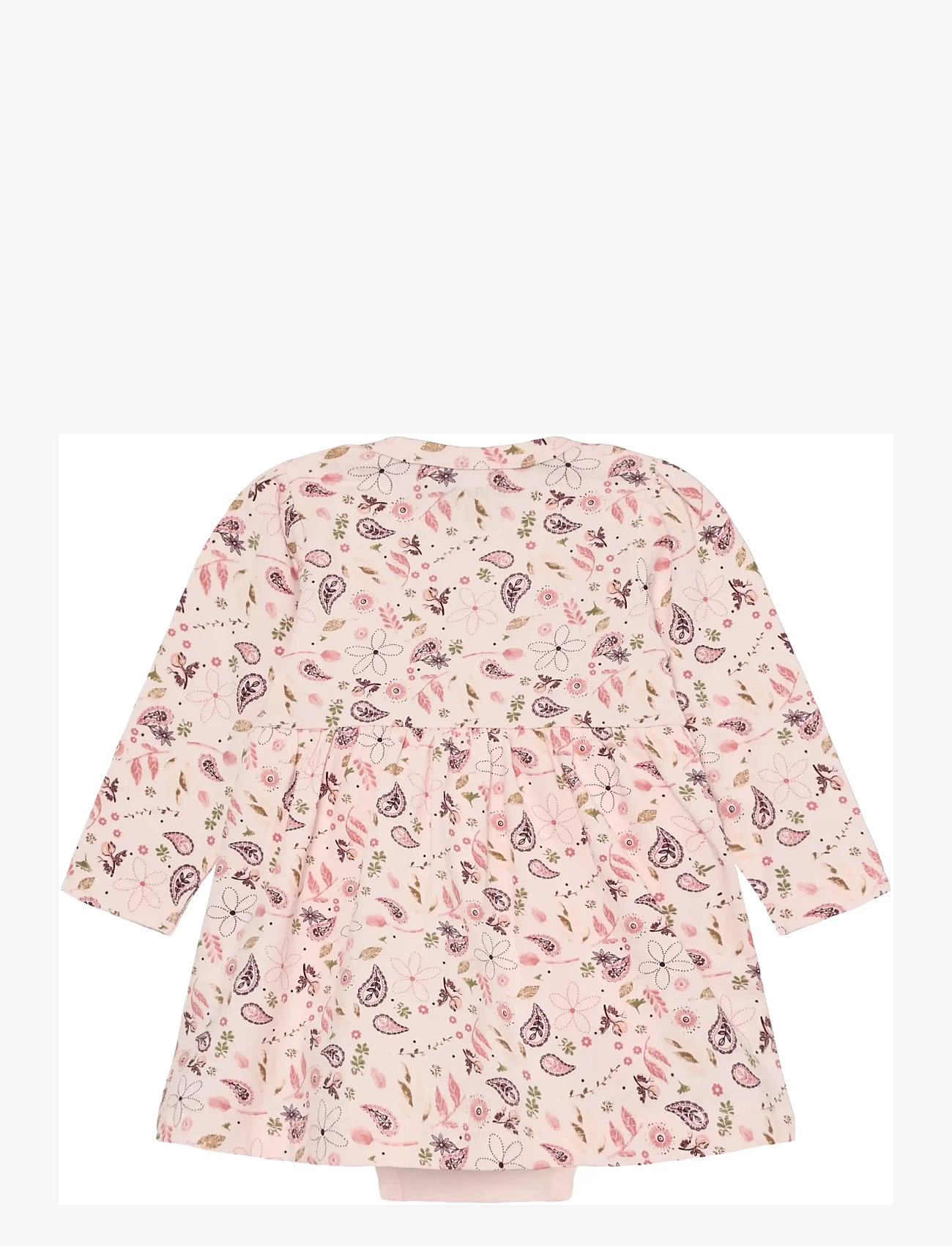 Minymo - Body Dress LS AOP - long-sleeved baby dresses - mauve chalk - 1