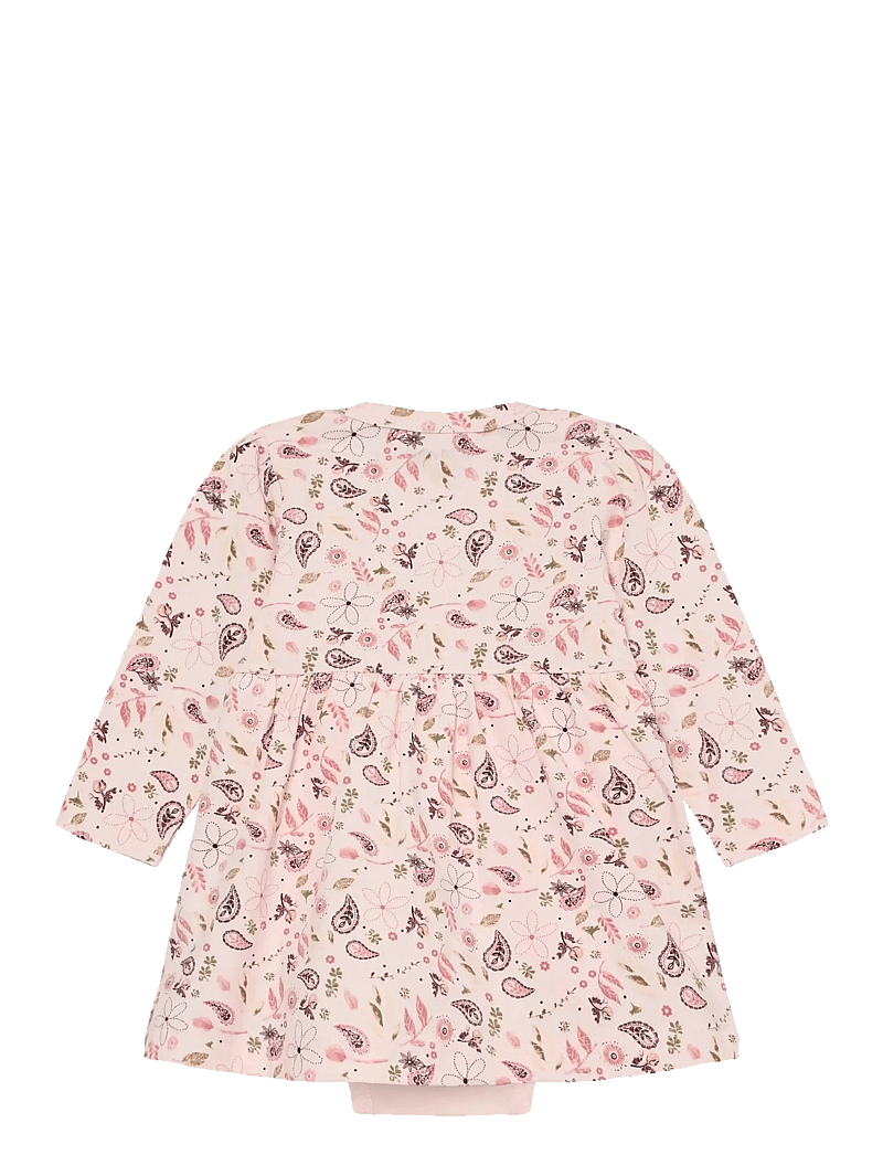 Minymo - Body Dress LS AOP - long-sleeved baby dresses - mauve chalk - 1