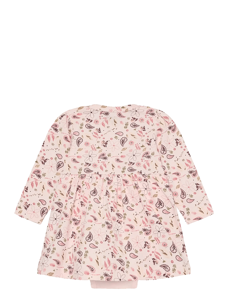 Minymo - Body Dress LS AOP - langärmelige babykleider - mauve chalk - 1