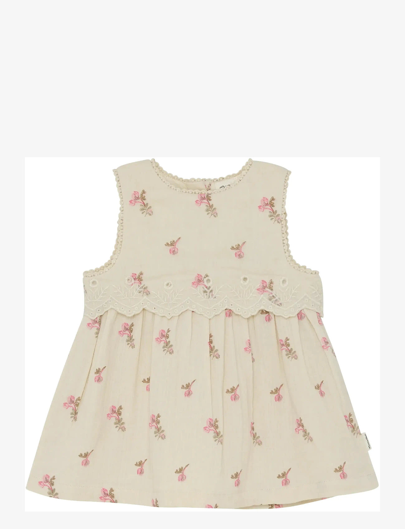 Minymo - Dress SS AOP - sleeveless baby dresses - white swan - 1