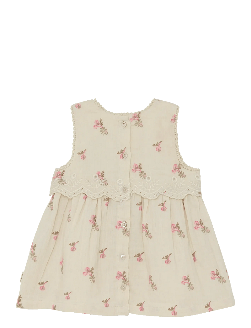 Minymo - Dress SS AOP - sleeveless baby dresses - white swan - 2