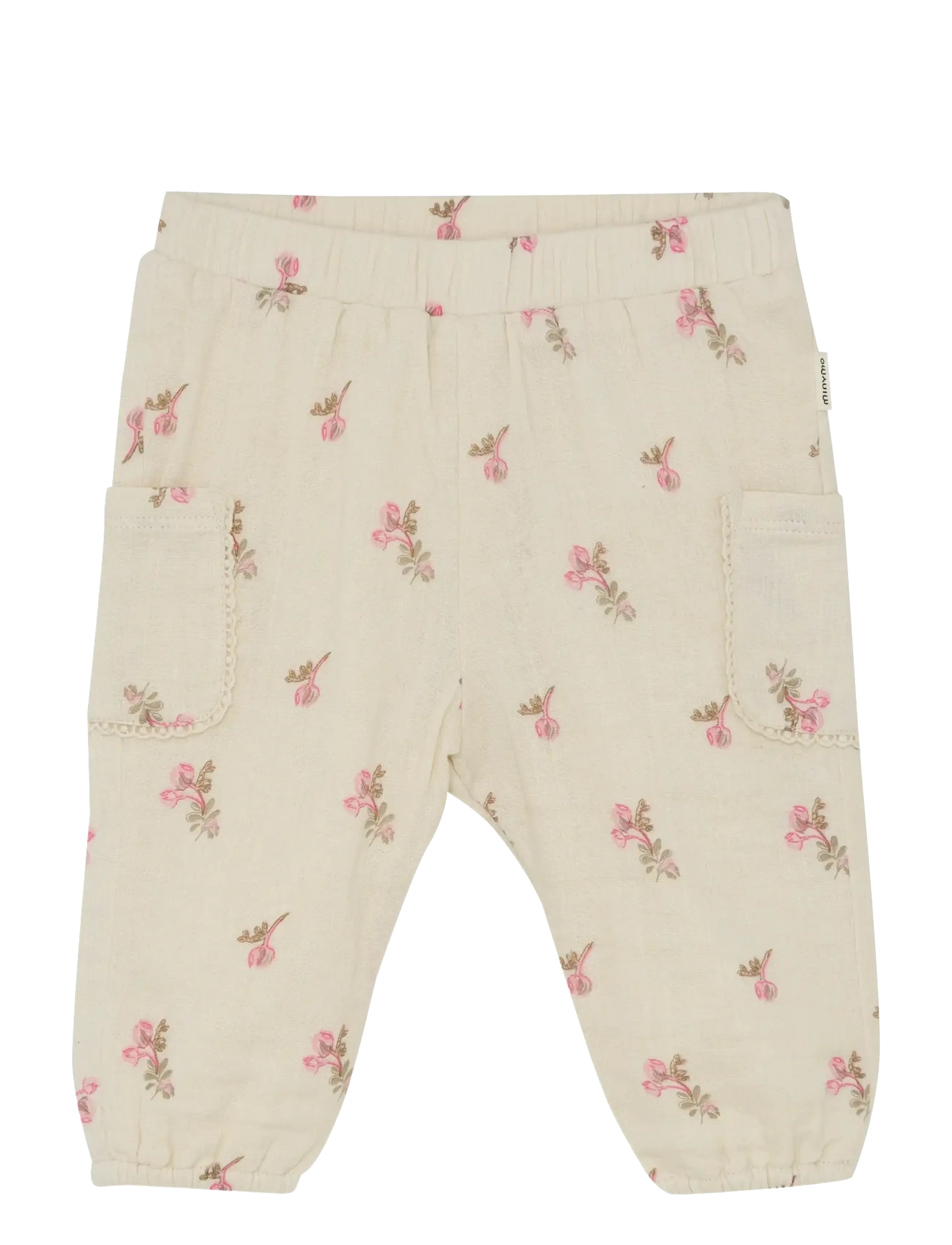 Minymo Pants Aop, Børn, Blomstrede Babybukser, Cream, Str: 74