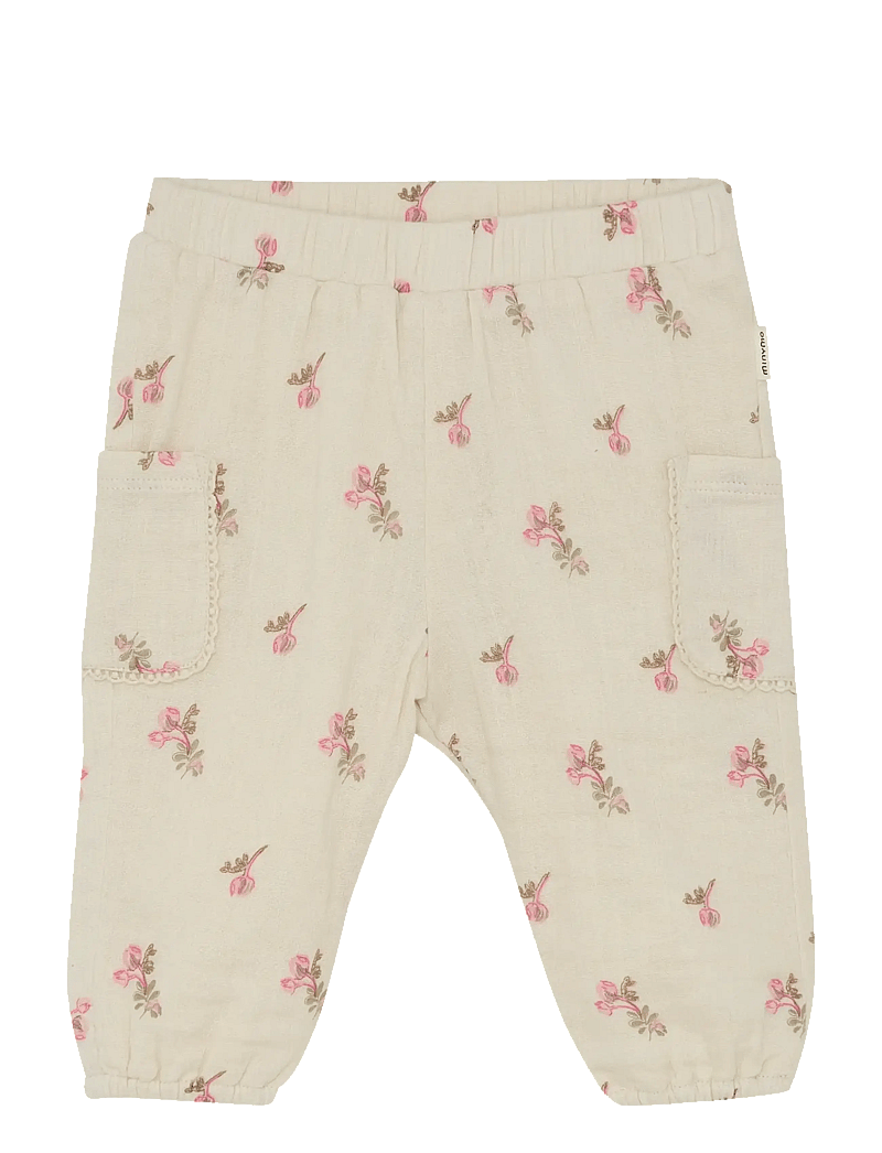 Minymo - Pants AOP - baby trousers - white swan - 0