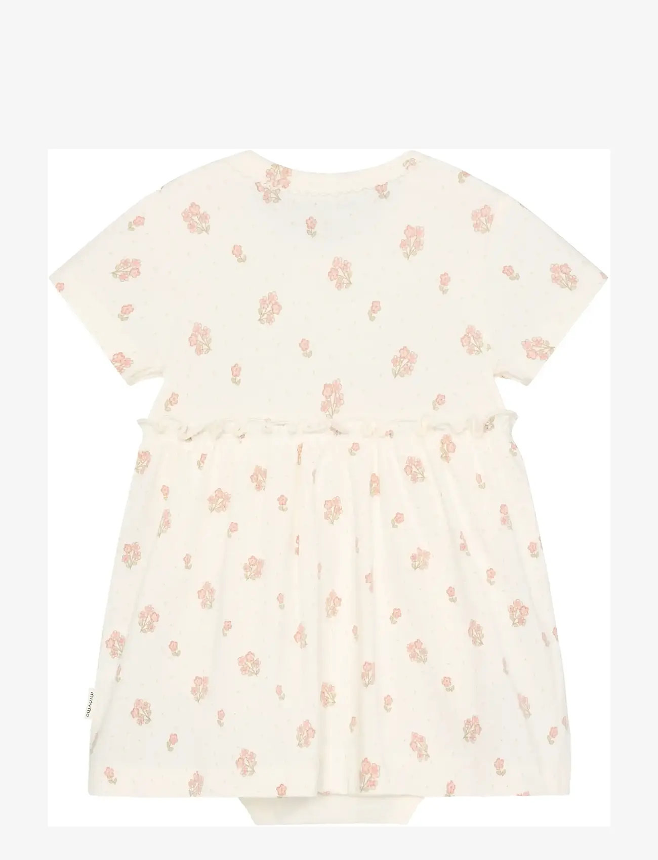 Minymo - Body Dress SS AOP - kortärmade babyklänningar - vanilla ice - 1
