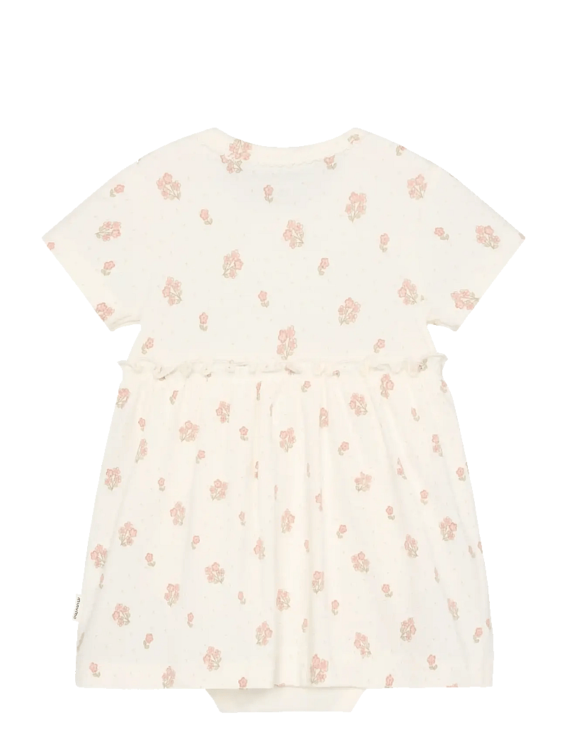 Minymo - Body Dress SS AOP - kortärmade babyklänningar - vanilla ice - 1