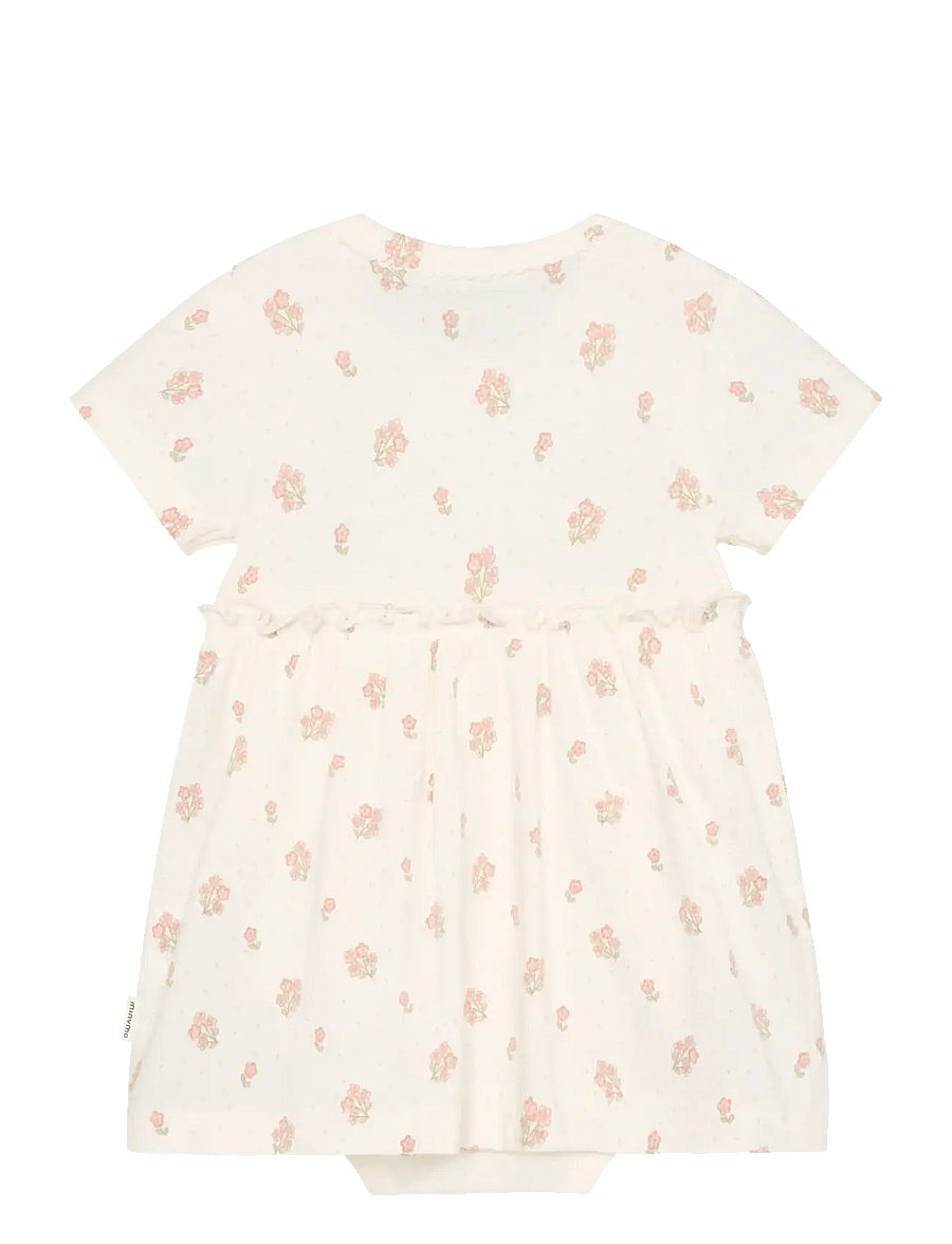 Minymo - Body Dress SS AOP - kortærmede babykjoler - vanilla ice - 1